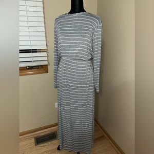 Women’s gray white stripped dress